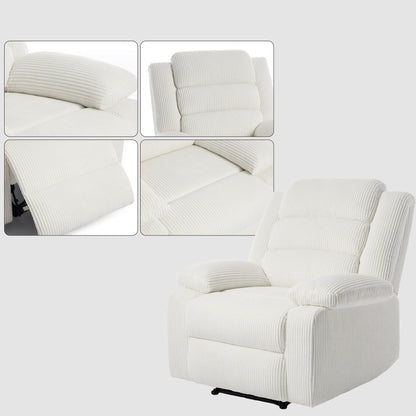 Fauteuil inclinable manuel moderne en velours côtelé, chaise longue inclinable réglable avec accoudoirs larges