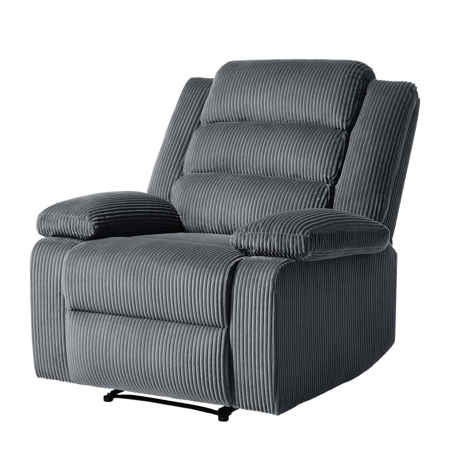 Fauteuil inclinable manuel moderne en velours côtelé, chaise longue inclinable réglable avec accoudoirs larges