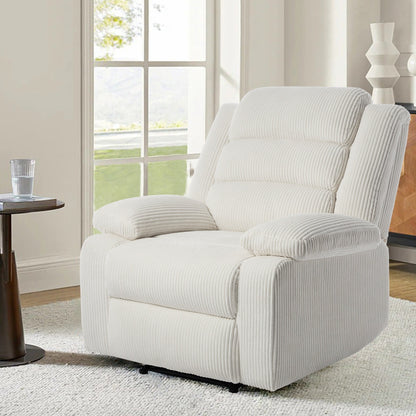 Fauteuil inclinable manuel moderne en velours côtelé, chaise longue inclinable réglable avec accoudoirs larges