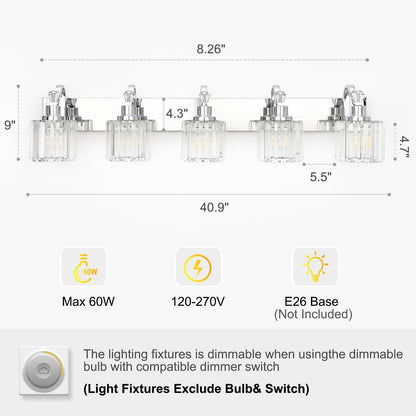 Appliques murales à intensité variable pour salle de bain en cristal moderne