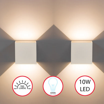 Applique murale LED moderne et étanche en aluminium avec faisceau réglable, 10 W, 4 000 K, blanc froid, pour intérieur et extérieur