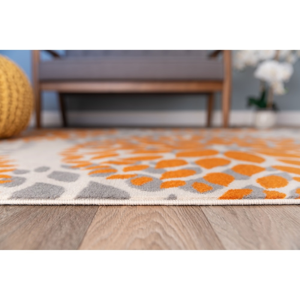 Tapis moderne à motifs floraux circulaires de World Rug Gallery