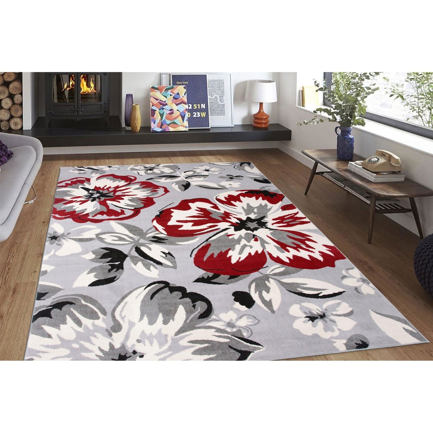 Tapis moderne à motif floral de la galerie World Rug Gallery