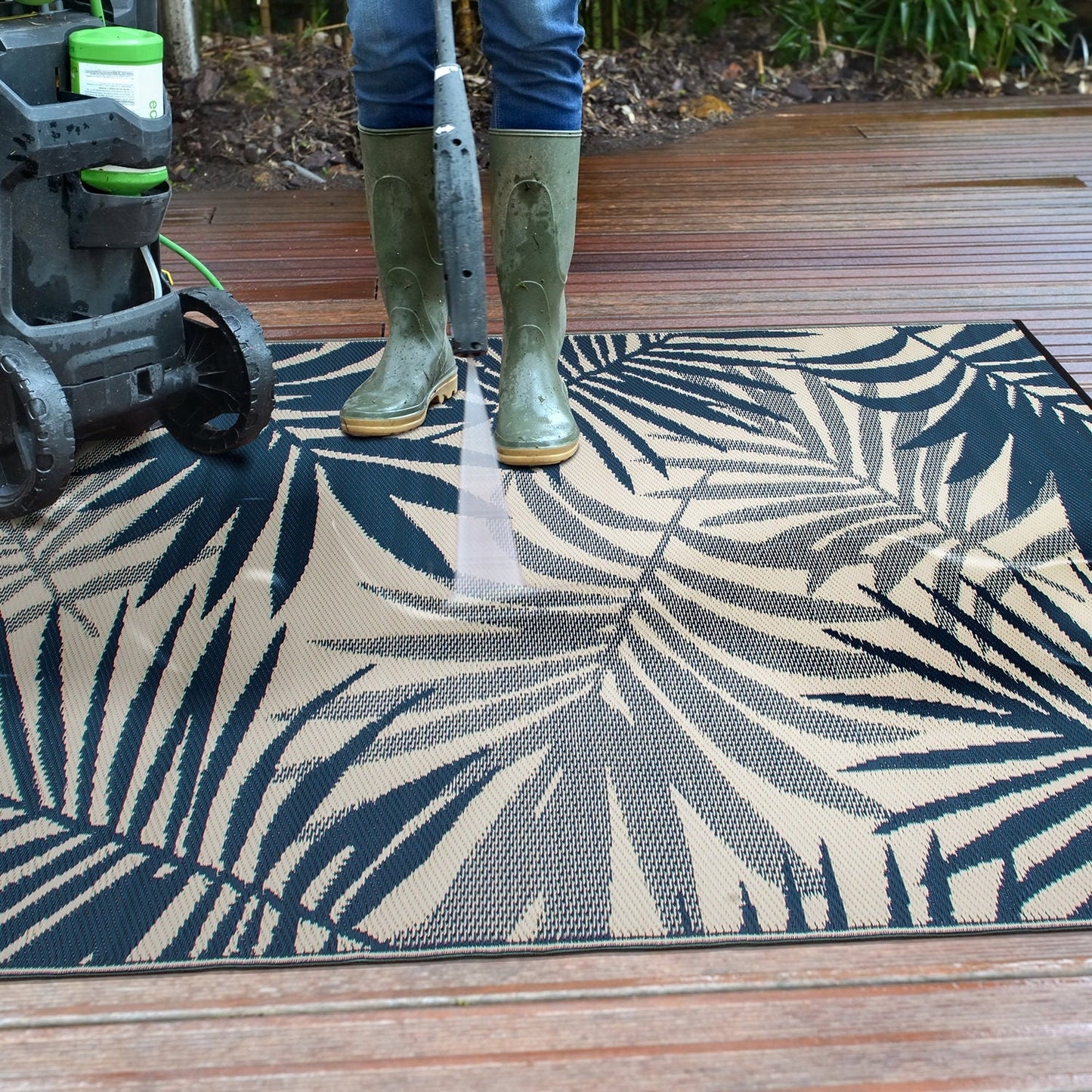 Tapis d'extérieur réversibles en plastique à motifs floraux modernes