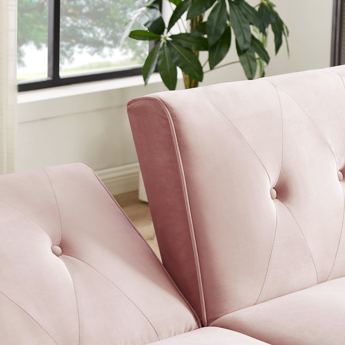 Canapé-lit futon moderne, canapé-lit convertible avec pieds fuselés en bois, 78,35 po, petit canapé à dossier divisé pour le salon