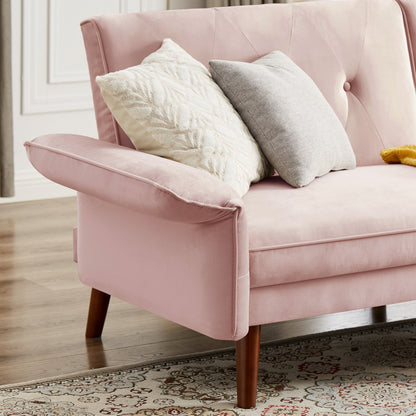 Canapé-lit futon moderne, canapé-lit convertible avec pieds fuselés en bois, 78,35 po, petit canapé à dossier divisé pour le salon