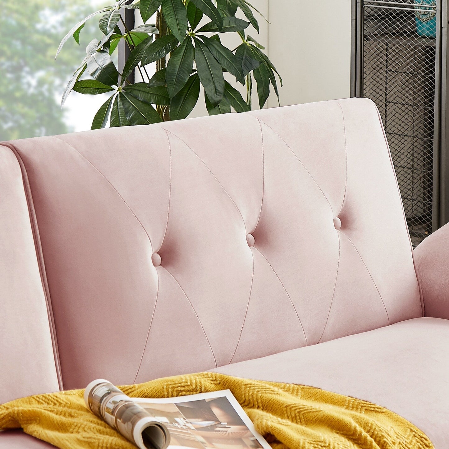 Canapé-lit futon moderne, canapé-lit convertible avec pieds fuselés en bois, 78,35 po, petit canapé à dossier divisé pour le salon