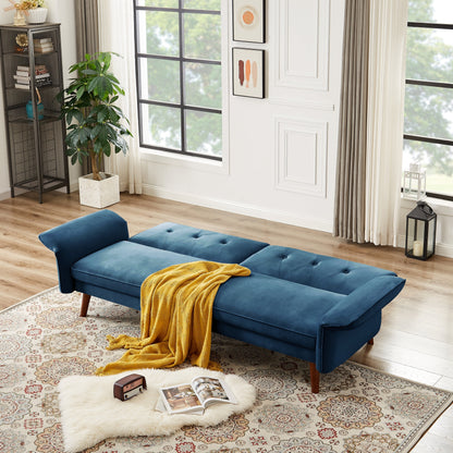 Canapé-lit futon moderne, canapé-lit convertible avec pieds fuselés en bois, 78,35 po, petit canapé à dossier divisé pour le salon