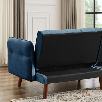 Canapé-lit futon moderne, canapé-lit convertible avec pieds fuselés en bois, 78,35 po, petit canapé à dossier divisé pour le salon