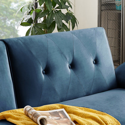 Canapé-lit futon moderne, canapé-lit convertible avec pieds fuselés en bois, 78,35 po, petit canapé à dossier divisé pour le salon