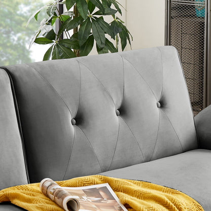 Canapé-lit futon moderne, canapé-lit convertible avec pieds fuselés en bois, 78,35 po, petit canapé à dossier divisé pour le salon