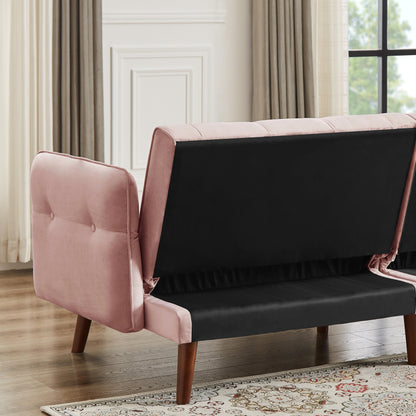 Canapé-lit futon moderne, canapé-lit convertible avec pieds fuselés en bois, 78,35 po, petit canapé à dossier divisé pour le salon