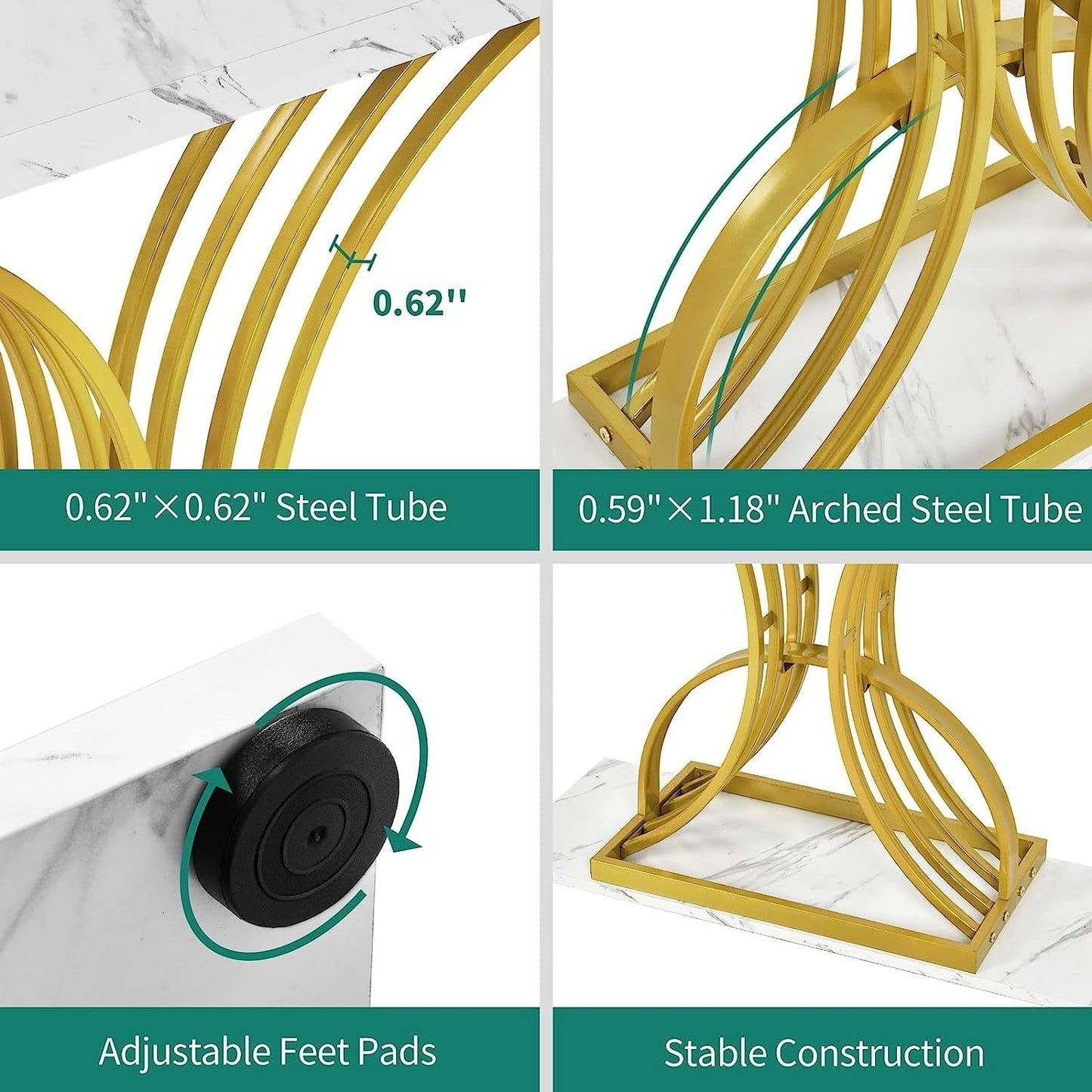 Console moderne dorée avec plateau en marbre pour entrée et couloir