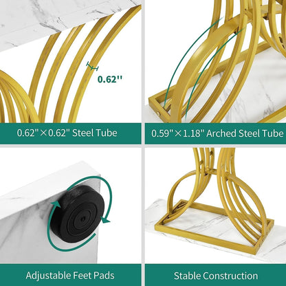 Console moderne dorée avec plateau en marbre pour entrée et couloir