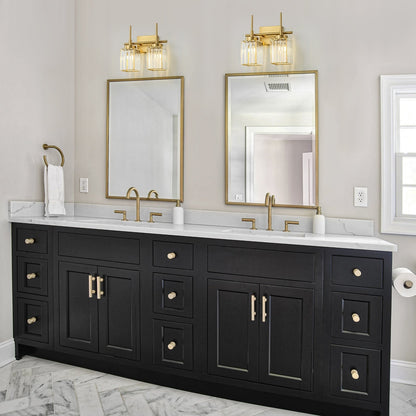 Applique murale moderne dorée à intensité variable, style cylindre glamour pour salle de bain, en cristal, pour vanité