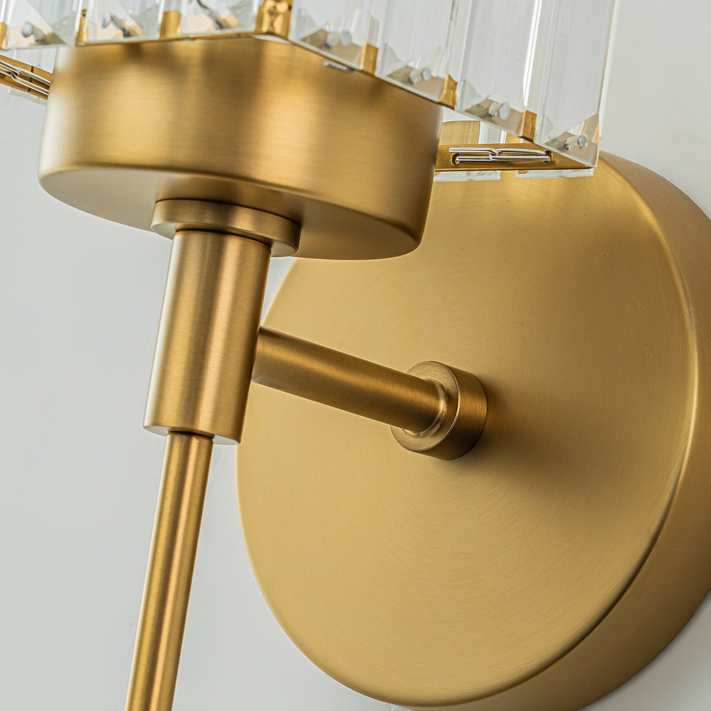 Applique murale moderne dorée à intensité variable, style cylindre glamour pour salle de bain, en cristal, pour vanité