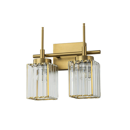 Applique murale moderne dorée à intensité variable, style cylindre glamour pour salle de bain, en cristal, pour vanité