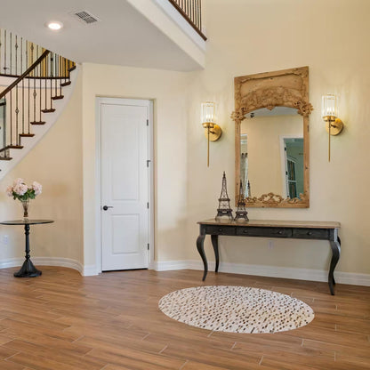 Applique murale moderne dorée à intensité variable, style cylindre glamour pour salle de bain, en cristal, pour vanité