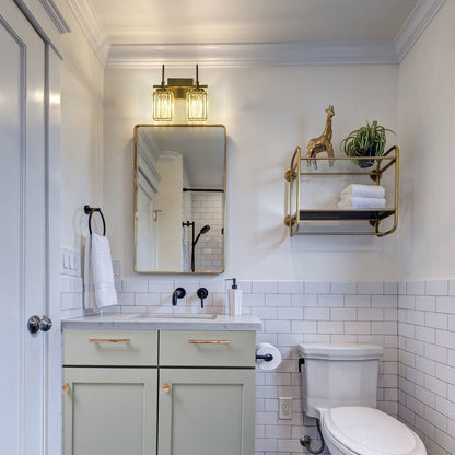 Applique murale moderne dorée à intensité variable, style cylindre glamour pour salle de bain, en cristal, pour vanité