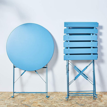 Ensemble bistrot pliant en métal 3 pièces, résistant aux intempéries, pour l'extérieur et l'intérieur, idéal pour la terrasse, la cour et le jardin.