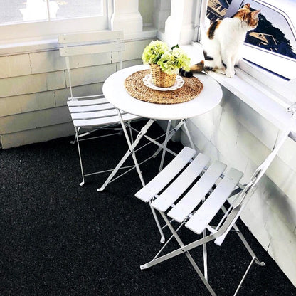 Ensemble bistrot pliant en métal 3 pièces, résistant aux intempéries, pour l'extérieur et l'intérieur, idéal pour la terrasse, la cour et le jardin.