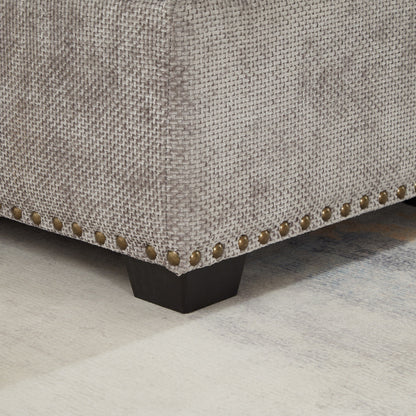 Canapé sectionnel moderne en chenille en forme de L avec canapé-lit gigogne, sièges de rangement, pouf et 2 oreillers pour le salon