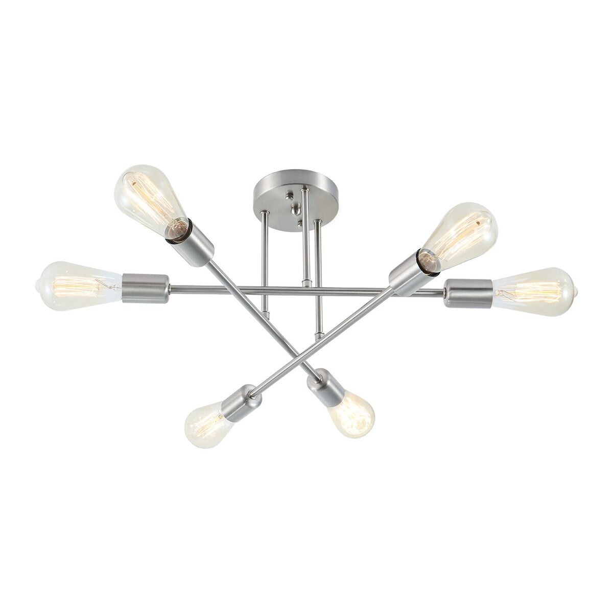 Plafonnier semi-encastré moderne en métal Sputnik de 6 lumières, 23,62 po