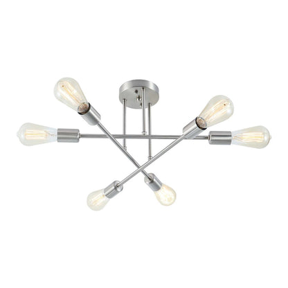 Plafonnier semi-encastré moderne en métal Sputnik de 6 lumières, 23,62 po