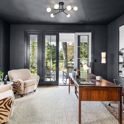 Plafonnier semi-encastré moderne en métal Sputnik de 6 lumières, 23,62 po