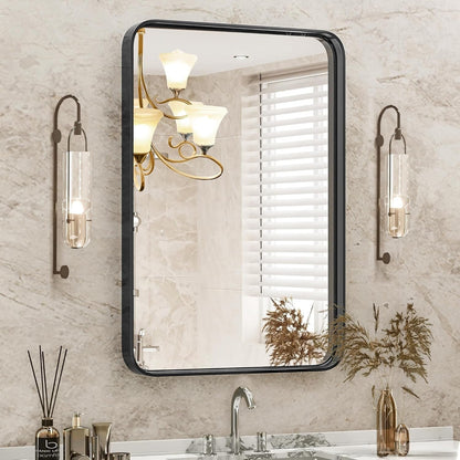 Miroir de salle de bain mural moderne avec cadre en métal et garantie de 5 ans