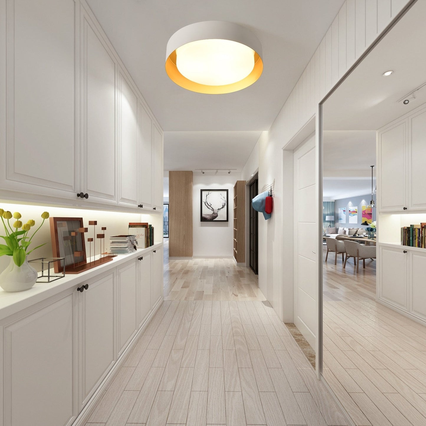 Plafonnier encastré moderne et minimaliste à 2, 3 ou 5 lumières avec abat-jour en métal