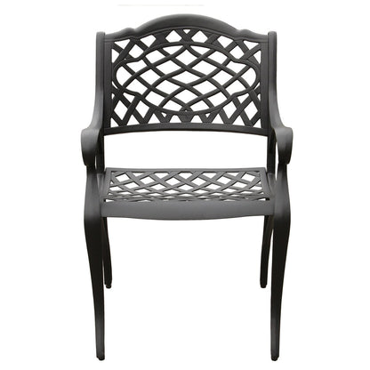 Ensemble de salle à manger de patio hexagonal moderne et orné en aluminium de 160 cm avec plateau tournant et six chaises - N/A