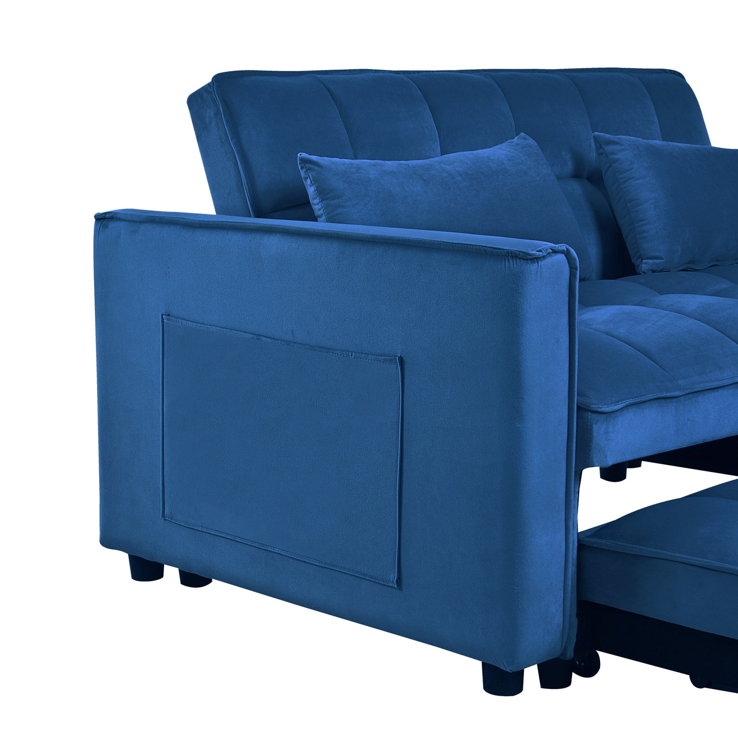 Canapé-lit gigogne moderne, canapé-lit 3 en 1 avec dossier réglable, causeuse en velours, oreillers et poches latérales