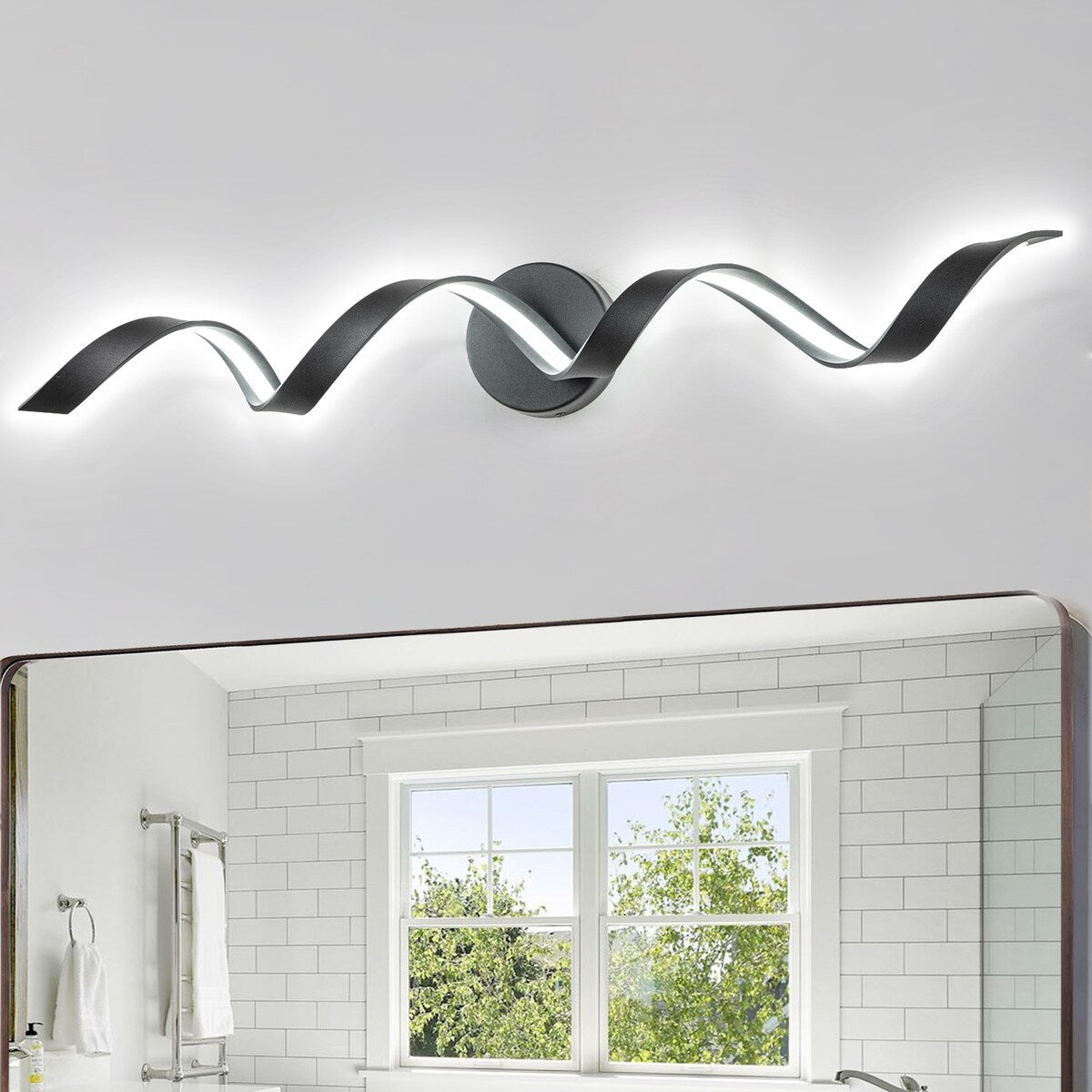 Applique murale à LED pour salle de bain, design spirale moderne, intensité variable