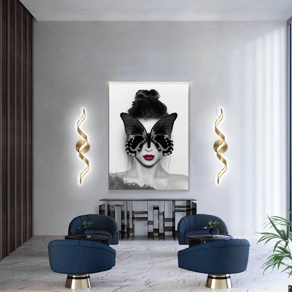 Applique murale à LED pour salle de bain, design spirale moderne, intensité variable