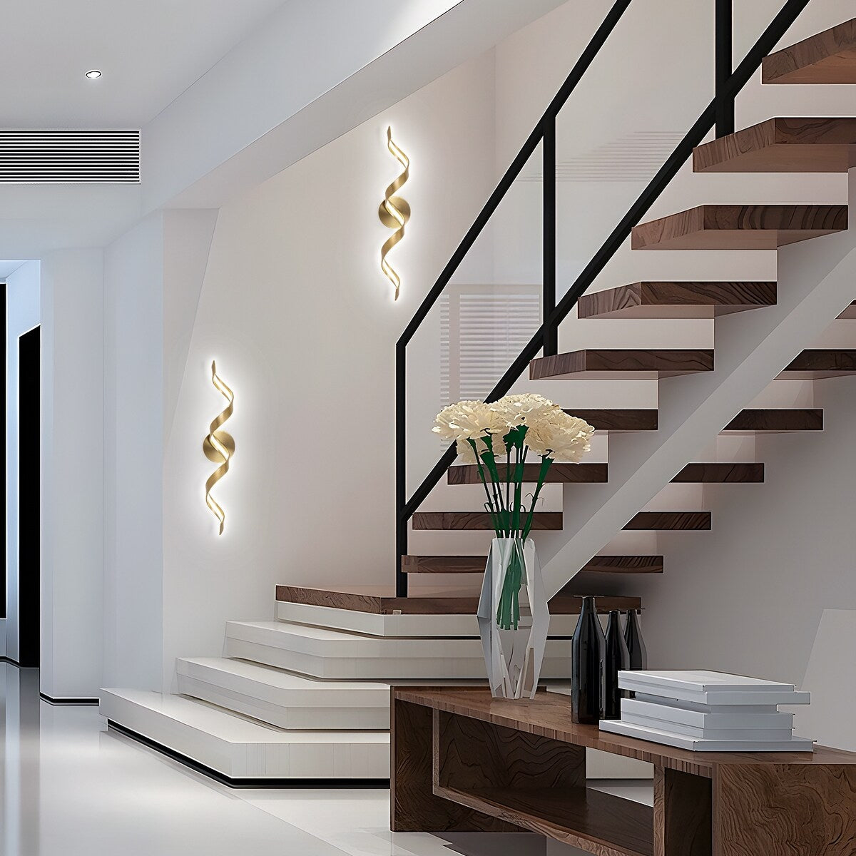 Applique murale à LED pour salle de bain, design spirale moderne, intensité variable