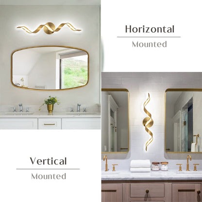 Applique murale à LED pour salle de bain, design spirale moderne, intensité variable