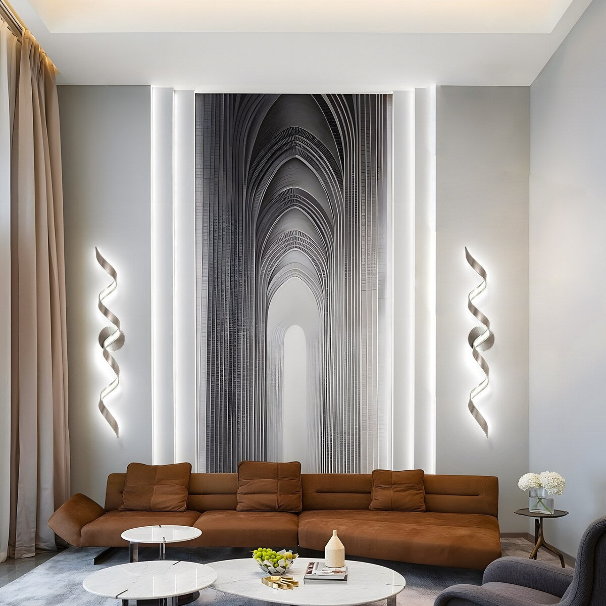 Applique murale à LED pour salle de bain, design spirale moderne, intensité variable