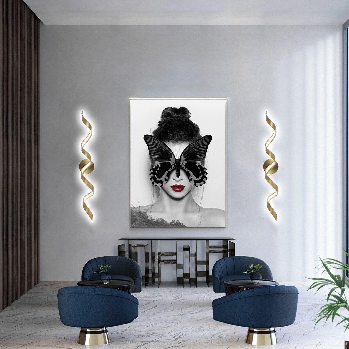 Applique murale à LED pour salle de bain, design spirale moderne, intensité variable