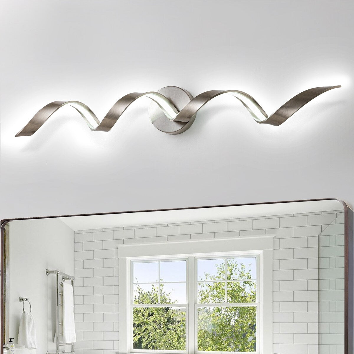Applique murale à LED pour salle de bain, design spirale moderne, intensité variable
