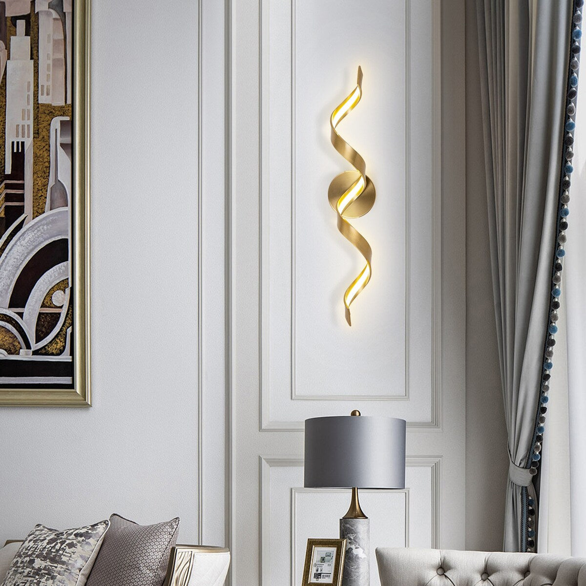 Applique murale à LED pour salle de bain, design spirale moderne, intensité variable