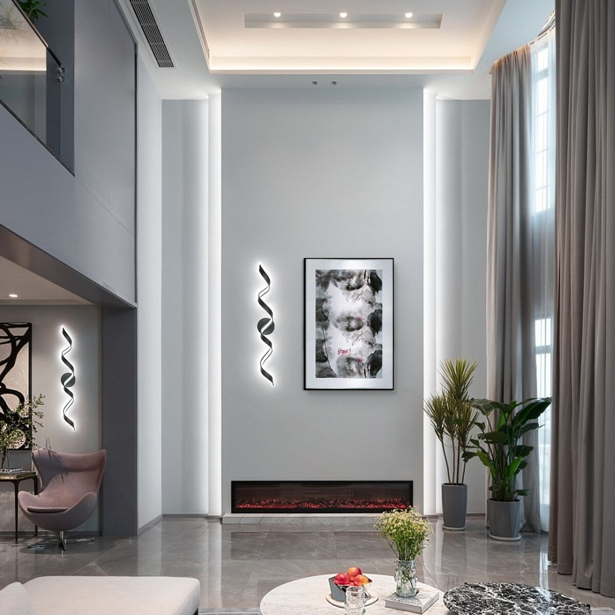 Applique murale à LED pour salle de bain, design spirale moderne, intensité variable