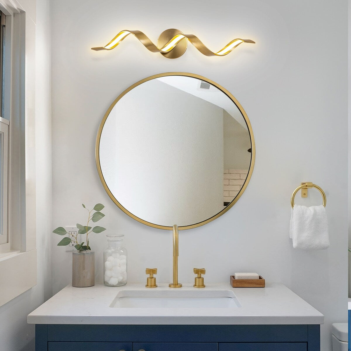 Applique murale à LED pour salle de bain, design spirale moderne, intensité variable