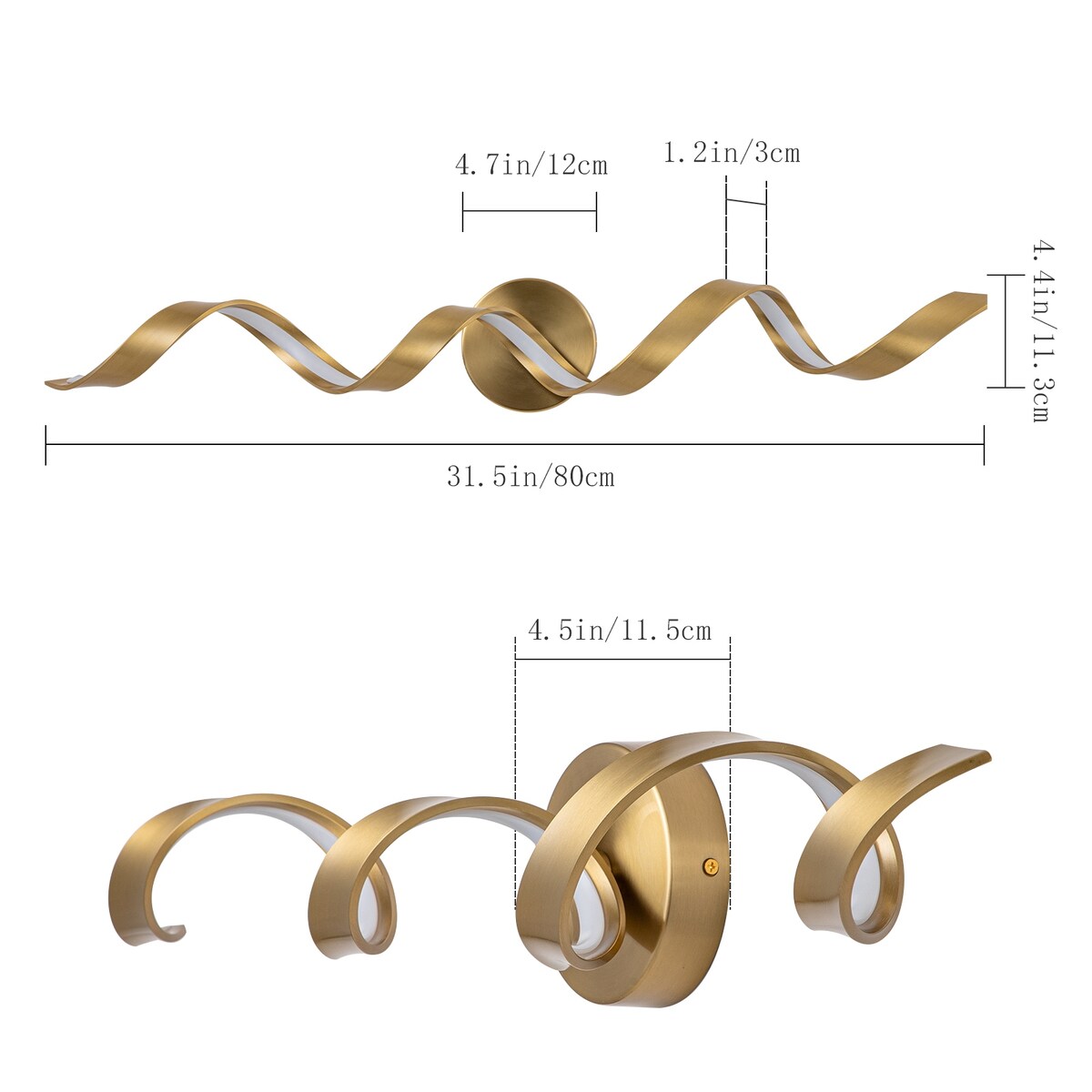 Applique murale à LED pour salle de bain, design spirale moderne, intensité variable