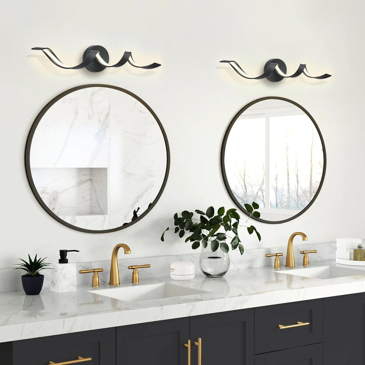 Applique murale à LED pour salle de bain, design spirale moderne, intensité variable