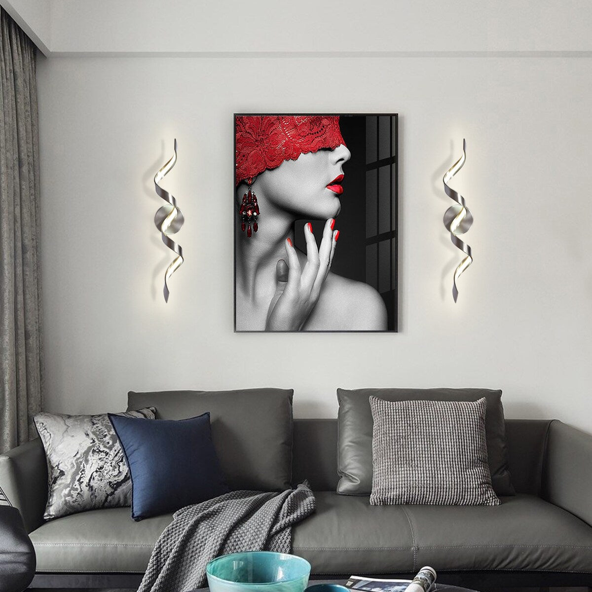 Applique murale à LED pour salle de bain, design spirale moderne, intensité variable