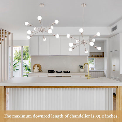 Lustre moderne Spoutnik à 10 lumières réglables pour cuisine, salle à manger, salon, chambre à coucher - N/A