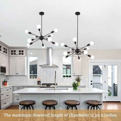 Lustre moderne Spoutnik à 10 lumières réglables pour cuisine, salle à manger, salon, chambre à coucher - N/A