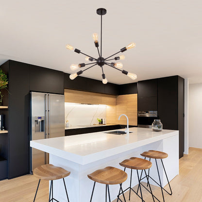 Lustre moderne Spoutnik à 10 lumières réglables pour cuisine, salle à manger, salon, chambre à coucher - N/A