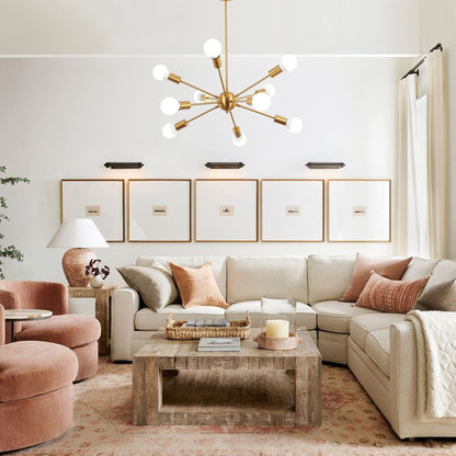 Lustre moderne Spoutnik à 10 lumières réglables pour cuisine, salle à manger, salon, chambre à coucher - N/A